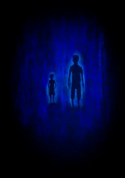 Silhouette of two boys Illustrazione stock