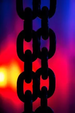 Silhouette of two chains on the background of a multi-colored Stock Photos