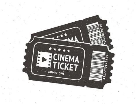 Silhouette of two cinema ticket with barcode. Vector illustration. Stock Illustration