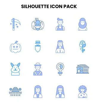Silhouette Two Colour Graphics Icons Pack Stock Illustration