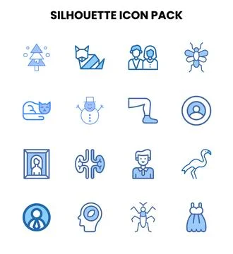 Silhouette Two Colour UI Icons Pack Stock Illustration