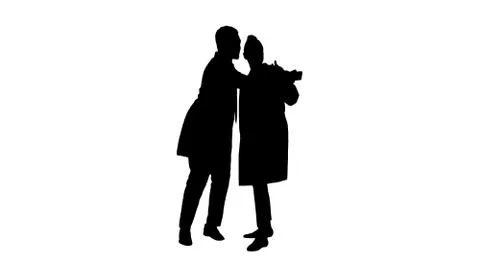 Silhouette Two doctors are making selfie using a smartphone and Stock Illustration