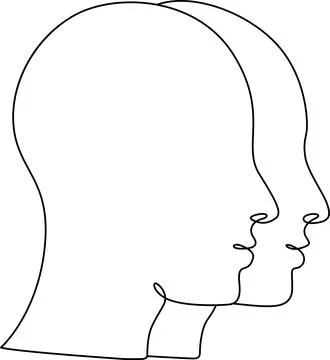 Silhouette of two heads in profile Vector 스톡 일러스트
