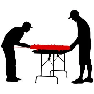 Silhouette two men playing table hockey on a white background Stock Illustration