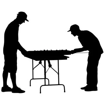Silhouette two men playing table hockey on a white background Illustrazione stock