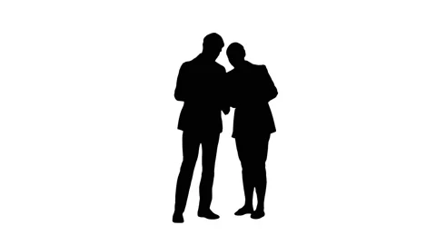 couple talking silhouette