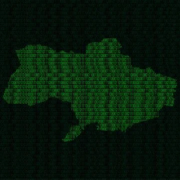 Silhouette of Ukraine from binary digits イラスト素材