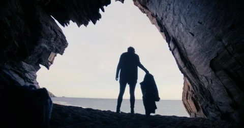 Silhouette Undress In Cave Video stock 284742691