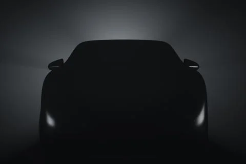 Silhouette of an unrecognizable car prototype. Front view. Automotive Foto stock