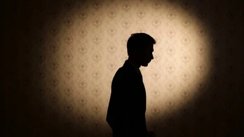 Silhouette of upset man Video stock 83446535