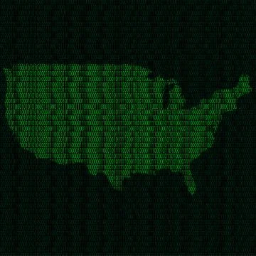 Silhouette of USA from binary digits Stock-Illustration