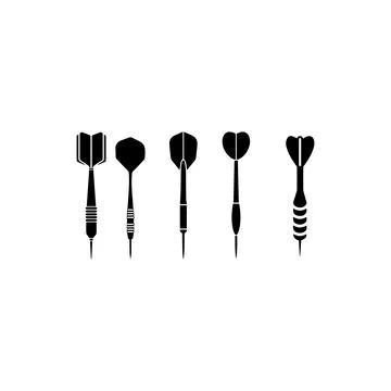 Silhouette of Various Darts in Lineup. Vector illustration. Stock Illustration
