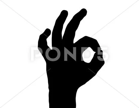 Silhouette vector all-fine hand on white Stock Illustration