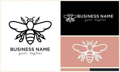 Silhouette vector bee logo template Stock Illustration