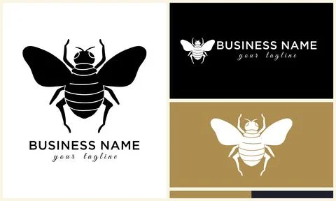 Silhouette vector bee logo template Illustrazione stock