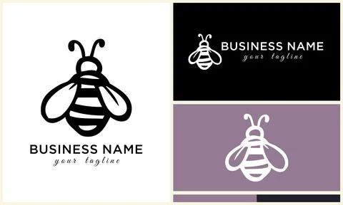 Silhouette vector bee logo template Stock Illustration