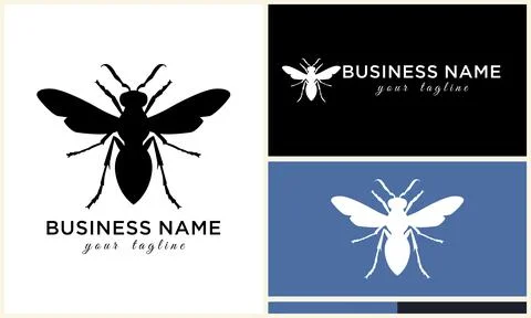 Silhouette vector bee logo template Illustrazione stock