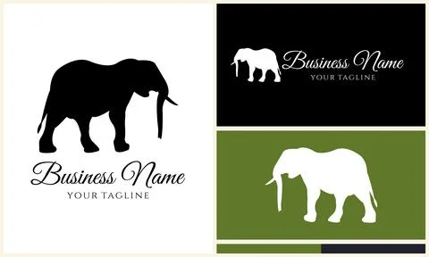 Silhouette vector elephant logo template Stock Illustration