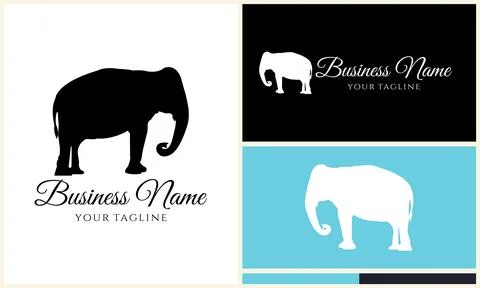 Silhouette vector elephant logo template Stock Illustration