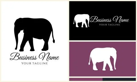 Silhouette vector elephant logo template Stock Illustration