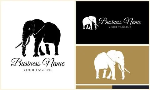 Silhouette vector elephant logo template Stock Illustration