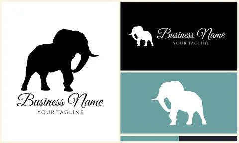 Silhouette vector elephant logo template Stock Illustration