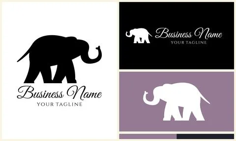 Silhouette vector elephant logo template Stock Illustration
