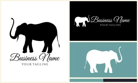 Silhouette vector elephant logo template Stock Illustration