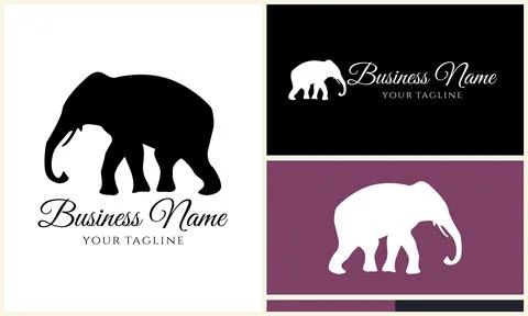 Silhouette vector elephant logo template Stock Illustration