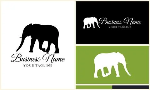 Silhouette vector elephant logo template Stock Illustration