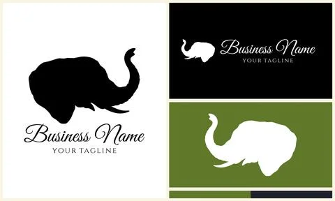 Silhouette vector elephant logo template Stock Illustration