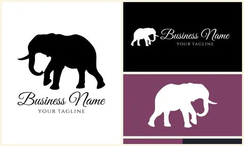 Silhouette vector elephant logo template Stock Illustration