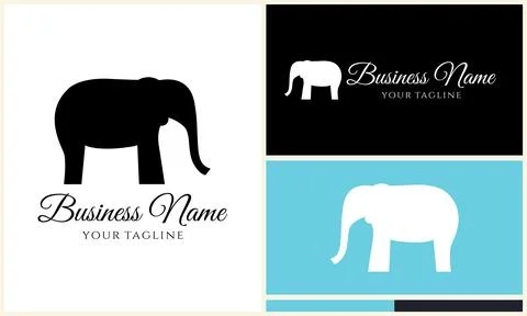 Silhouette vector elephant logo template Illustrazione stock