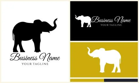 Silhouette vector elephant logo template Stock Illustration