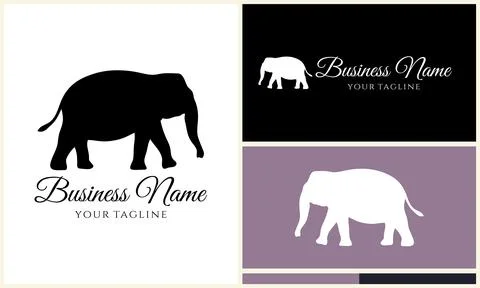 Silhouette vector elephant logo template Stock Illustration