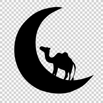 Silhouette vector graphic illustration of camel with moon background Illustrazione stock