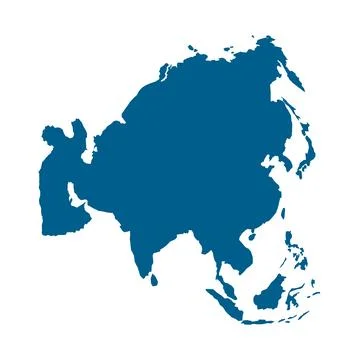 Silhouette Vector Map of Asia 스톡 일러스트