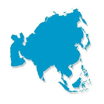 Silhouette Vector Map of Asia 스톡 일러스트