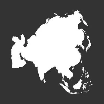 Silhouette Vector Map of Asia Stock Illustration