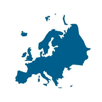 Silhouette Vector Map of Europe Stock Illustration