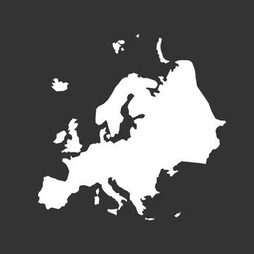 Silhouette Vector Map of Europe Stock Illustration