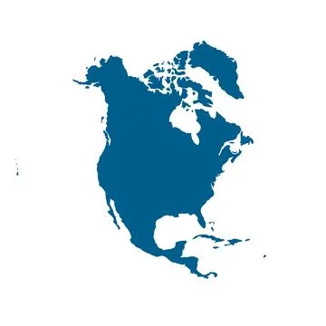 Silhouette Vector Map of North America 스톡 일러스트