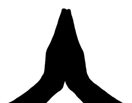 Silhouette vector praying hands front on white Stock Illustration