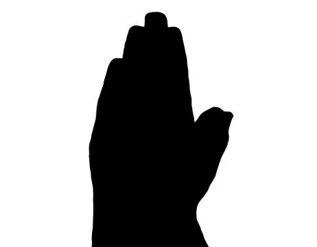 Silhouette vector praying hands side on white Stock Illustration