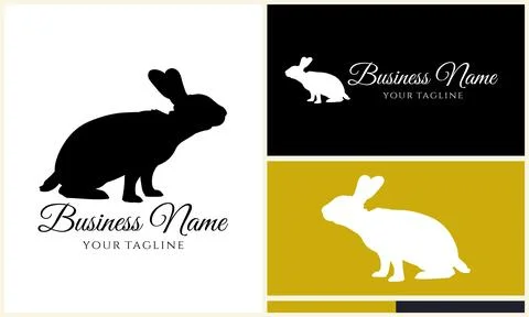 Silhouette vector rabbit logo template Illustrazione stock