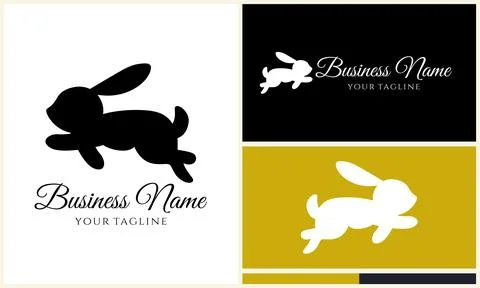 Silhouette vector rabbit logo template Illustrazione stock
