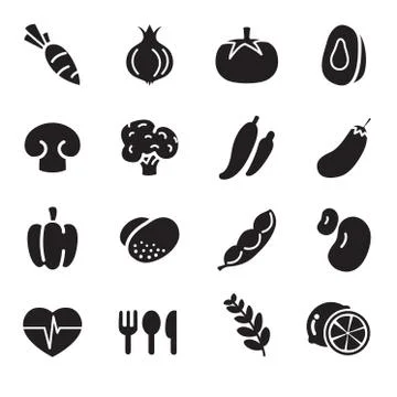 Silhouette Vegetable icons Stock Illustration