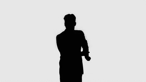Silhouette Very cool young dancing businessman, Alpha Channel Vídeo Stock 150730160