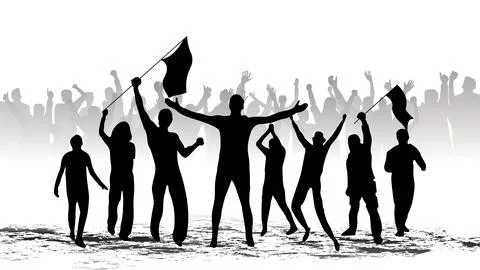 Silhouette victory protest Ilustração Stock