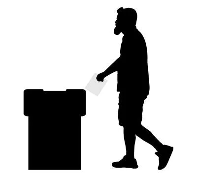 Silhouette of voting man, election. Vector illustration Ilustración de archivo